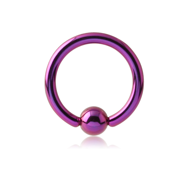 עגיל טבעת לחץ הליקס / טראגוס מטיטניום סגול 1.2*6 מ"מ