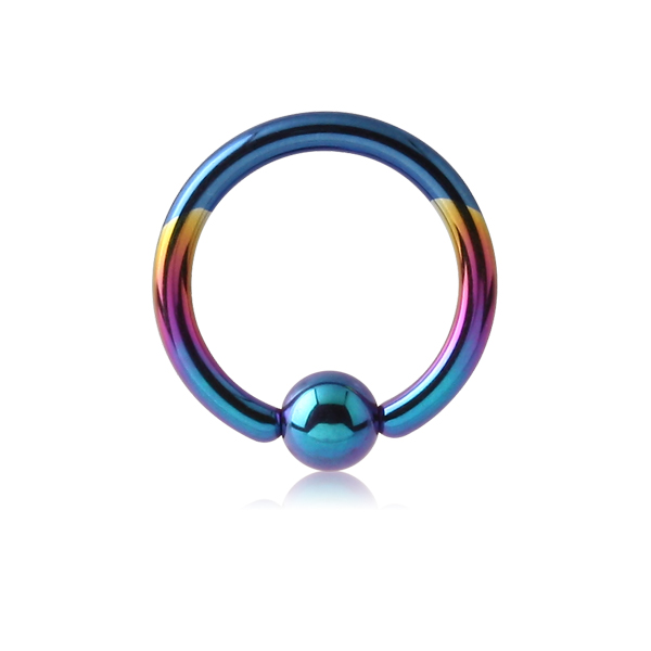 עגיל טבעת לחץ הליקס / טראגוס מטיטניום ריינבו 1.2*6 מ"מ