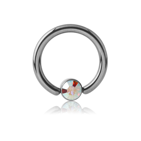 עגיל הליקס / טראגוס - מטיטניום וקריסטל ריינבו 1.2*8 מ"מ