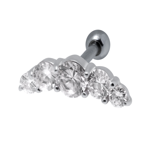 עגיל פירסינג הליקס - 5 קריסטלים לבנים