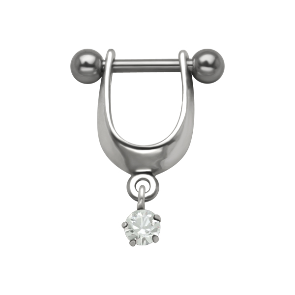 עגיל פירסינג הליקס שילד - קריסטל עגול לבן