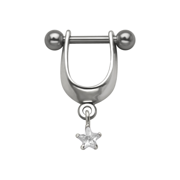 עגיל פירסינג הליקס שילד - עיטור קריסטל כוכב לבן