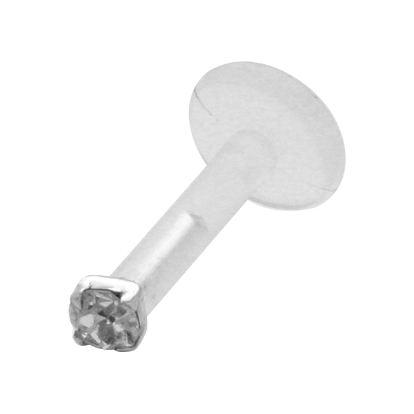 עגיל טראגוס / מונרו / לברט - קריסטל עגול מכסף 2.5 ממ