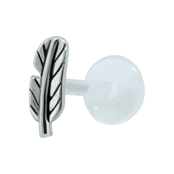 עגיל טראגוס - כסף עיטור נוצה