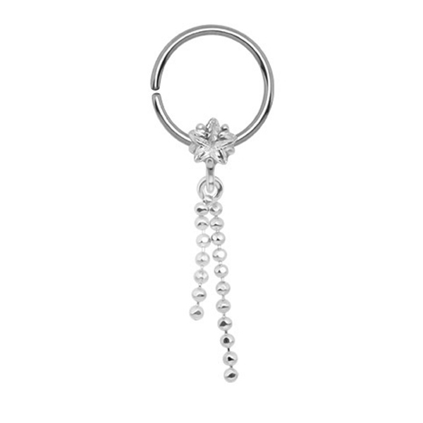 עגיל פירסינג טראגוס -חישוק שרשרת וקריסטל כוכב לבן סגירה בכיפוף