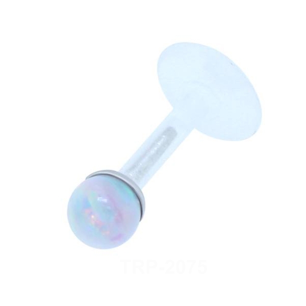 עגיל פירסינג טראגוס מכסף - אופל לבן