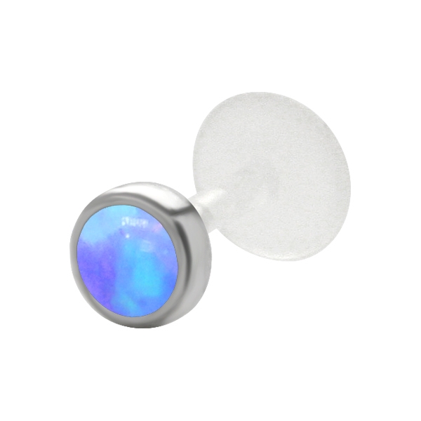 עגיל פירסינג טראגוס מכסף  - אופל כחול