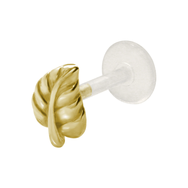 עגיל טראגוס - כסף וציפוי זהב עלה