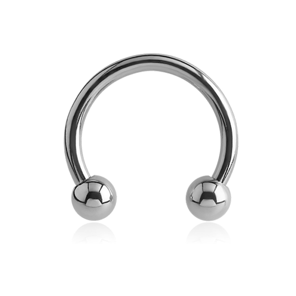 עגיל פרסה מזהב לבן 8*1.2 מ"מ - כדורים