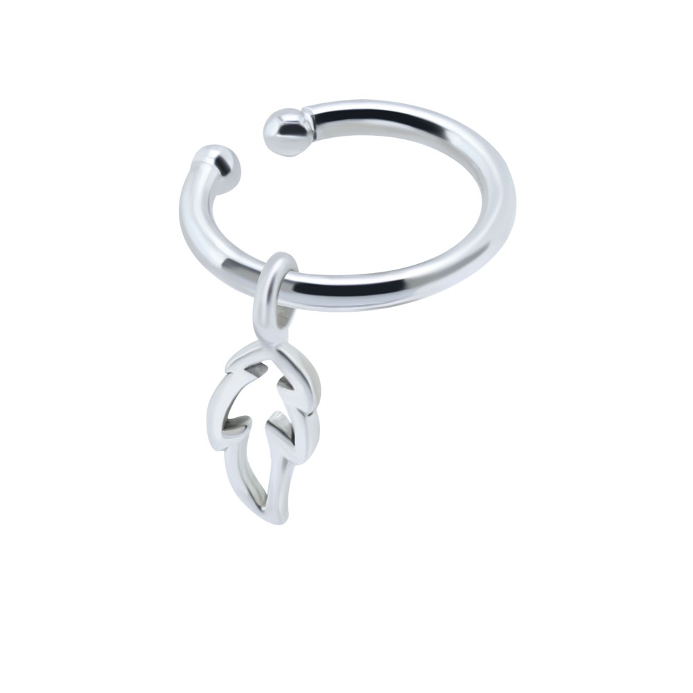 עגיל ללא חור קליפ מכסף עלה