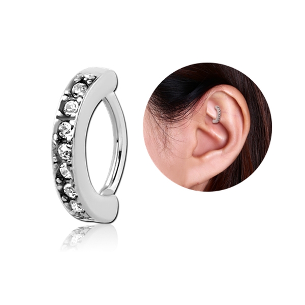 עגיל רוק / דיית / טבור קטנטן קליקר קריסטלים לבנים