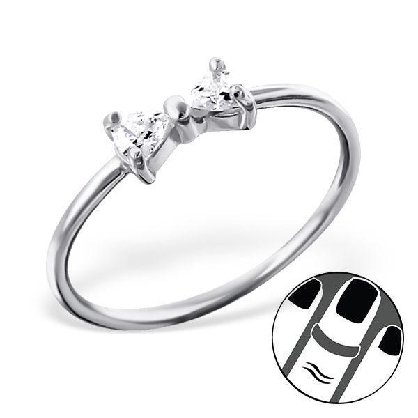 טבעת חצי - פפיון וקריסטלים לבנים