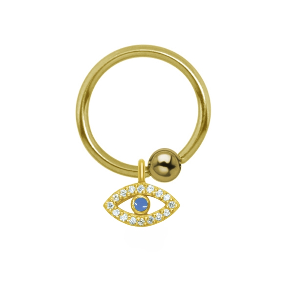 עגיל טבעת לחץ הליקס / טראגוס - מציפוי זהב עין