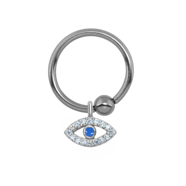 עגיל טבעת לחץ הליקס / טראגוס - עין מכסף