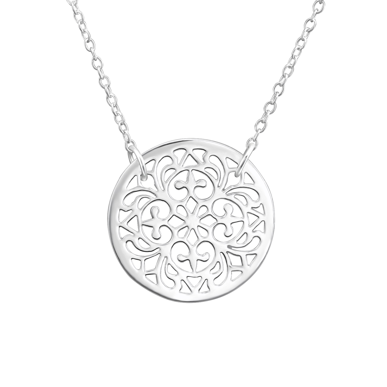 שרשרת מכסף  - עיגול מנדלה