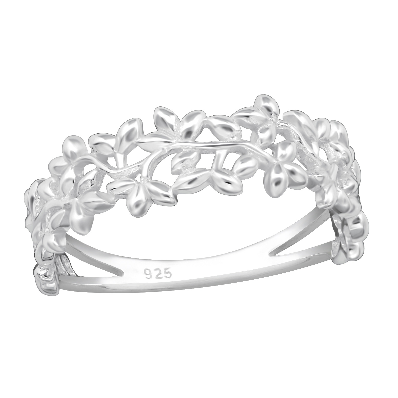 טבעת מכסף - עלים קטנים דמוי תחרה