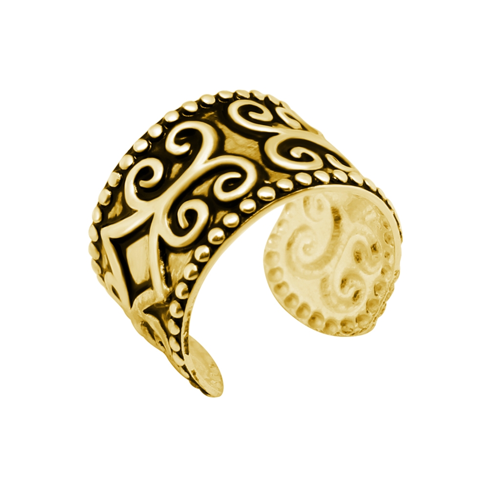 עגיל ללא חור קליפ מכסף וציפוי זהב עיטור קלטי מושחר