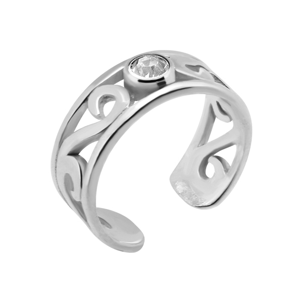 עגיל ללא חור קליפ מכסף מעוטר וקריסטל לבן