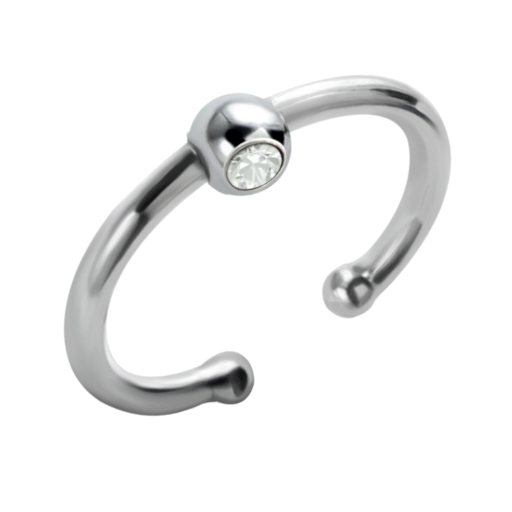 עגיל ללא חור קליפ מכסף קריסטל לבן