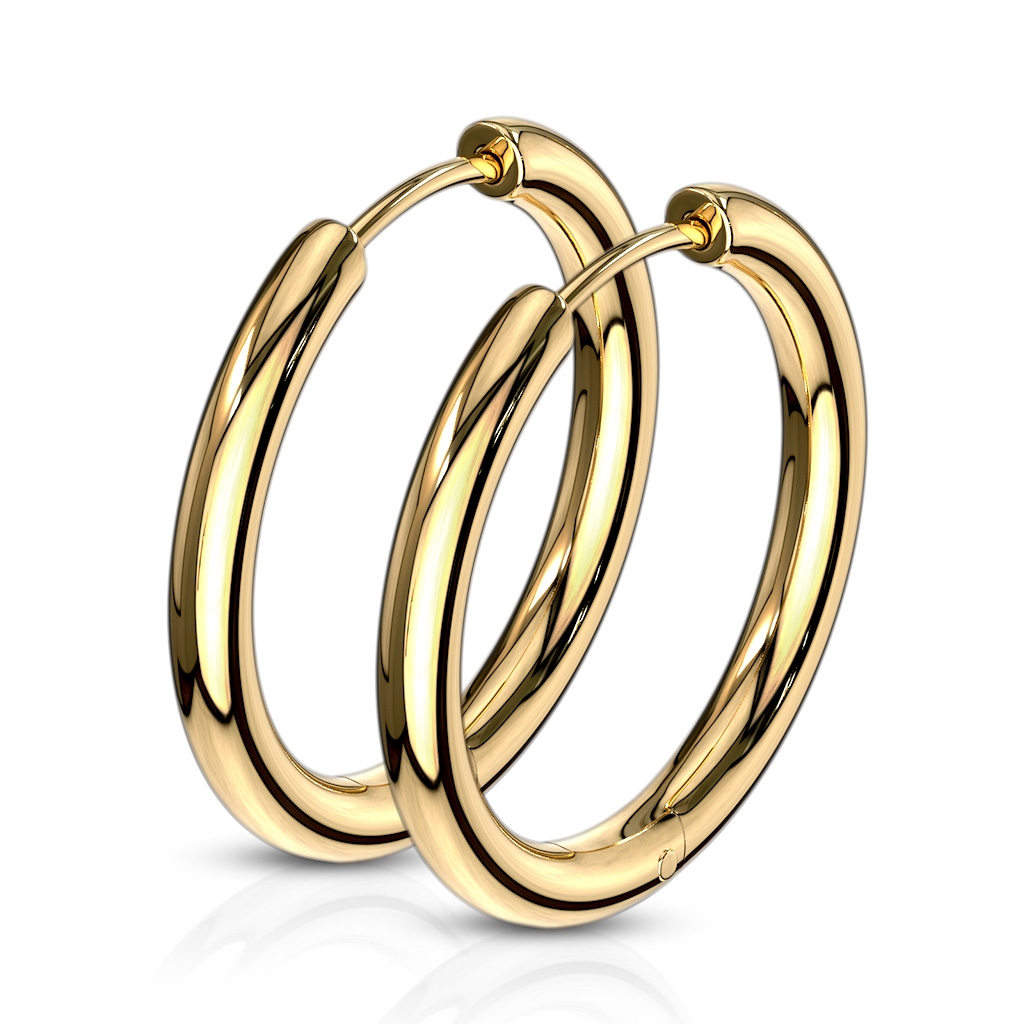 עגילי חישוק האגיס 20 מ"מ מסרג'יקל סטיל וציפוי זהב חלקים