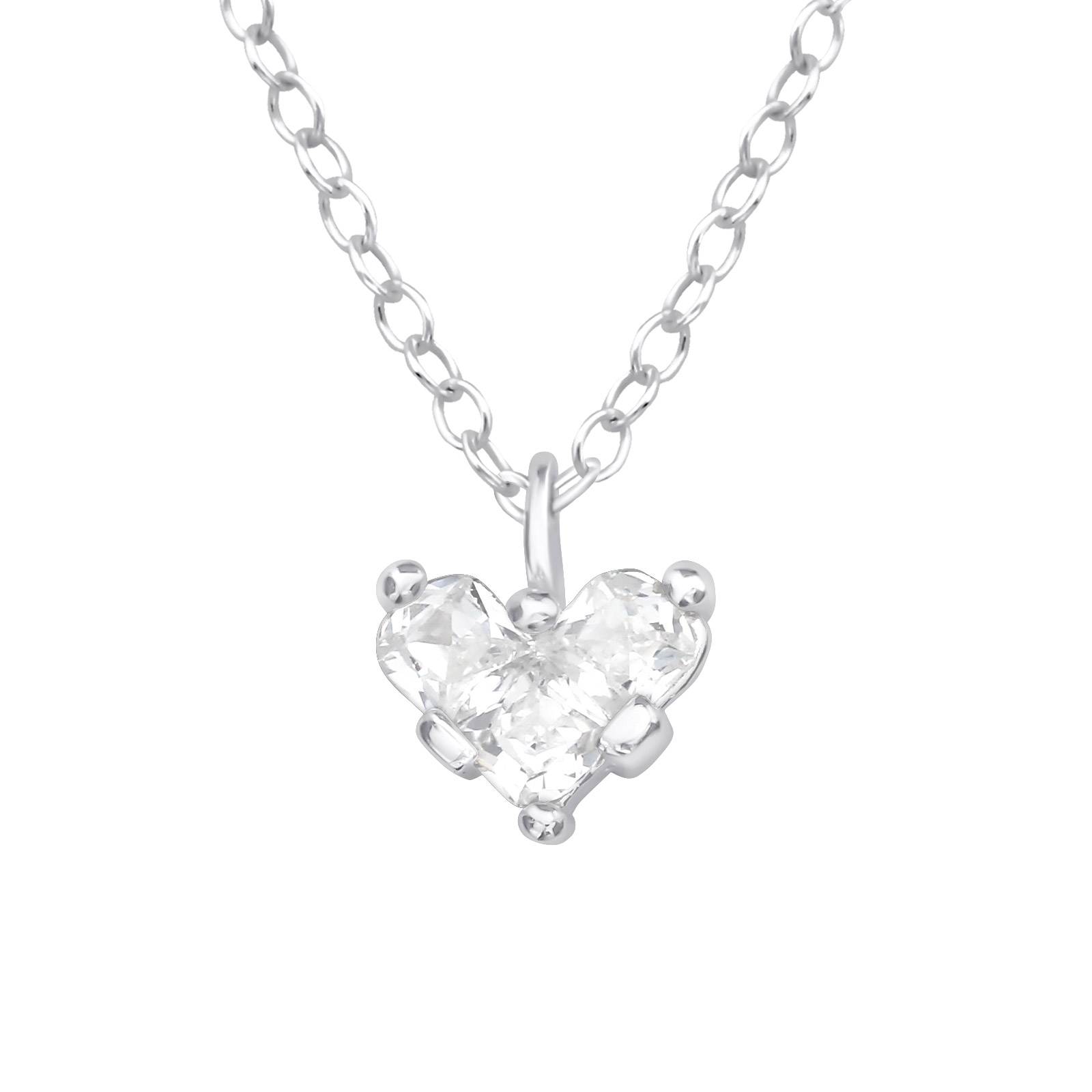 שרשרת מכסף - זירקוניה לב קטן לבן