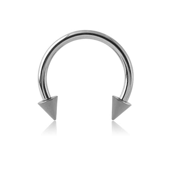 עגיל פרסה מזהב לבן 10*1.2 מ"מ - קונוסים