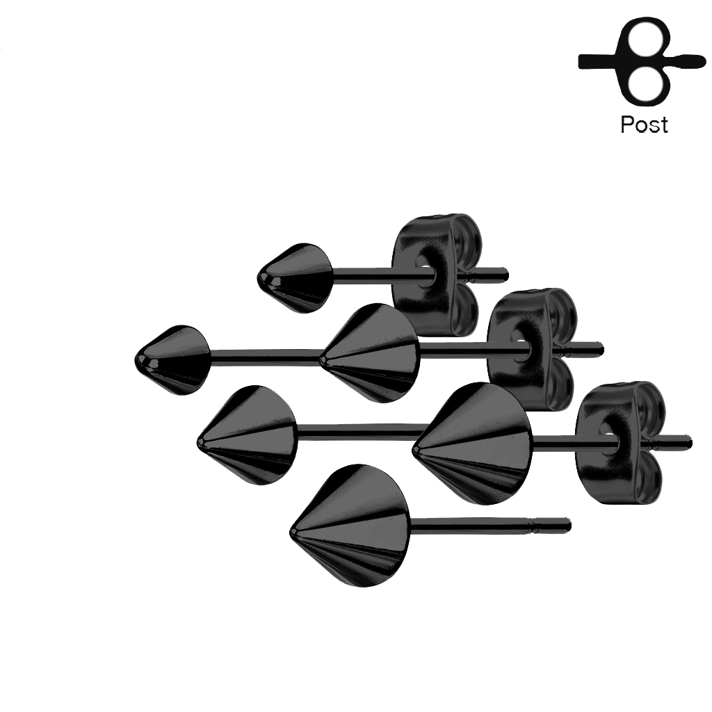 עגילי סטד מסרג'יקל סטיל שחור קונוס 4 ממ