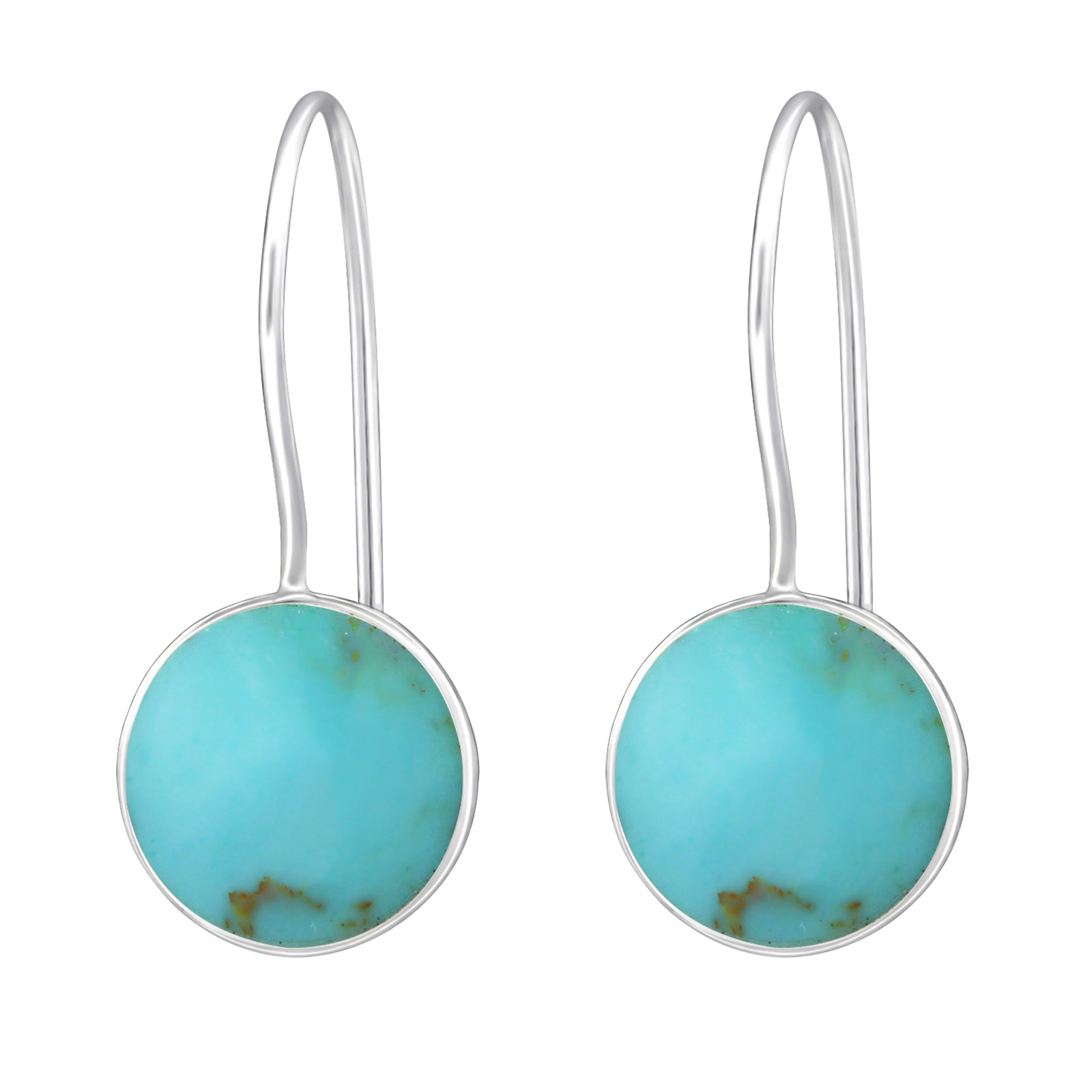 עגילים נתלים מכסף - צדף עיגול