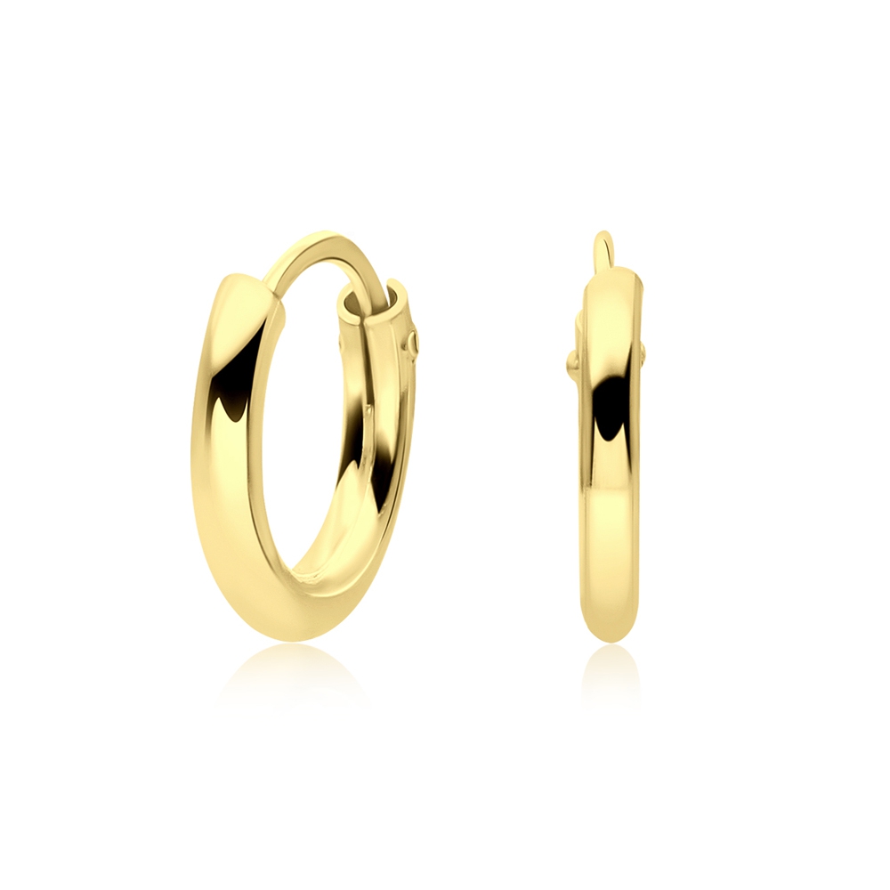 עגילי חישוק מכסף וציפוי זהב  - 12 ממ