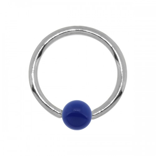 עגיל טבעת לחץ פירסינג הליקס / טראגוס - אמייל כחול כהה