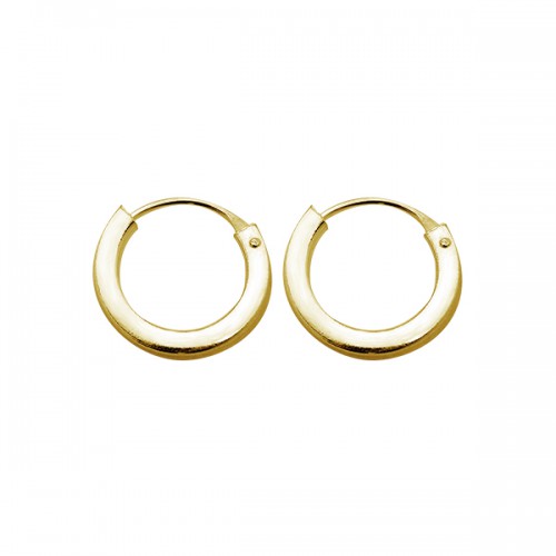 עגילי חישוק מכסף וציפוי זהב – קוטר חיצוני 12 ממ מרובעים חלקים