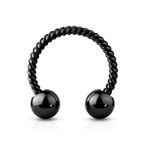 עגיל הליקס/ספטום/טראגוס פרסה שחורה וכדורים מסולסלת