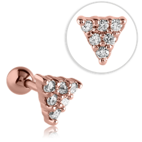 עגיל הליקס - ציפוי זהב רוז משולש וקריסטלים