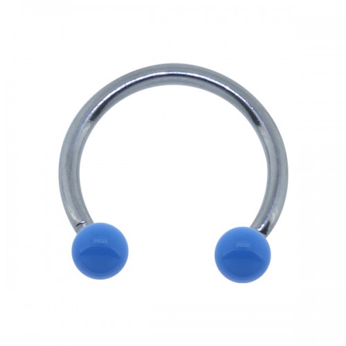 עגיל פרסה פירסינג הליקס / טראגוס - אמייל תכלת