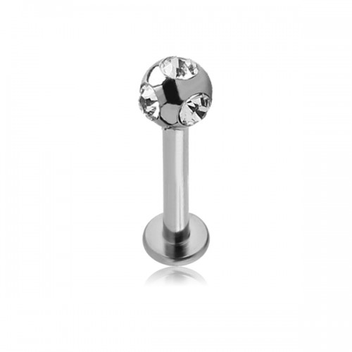 עגיל טראגוס / מונרו / לברט - כדור קריסטלים לבנים