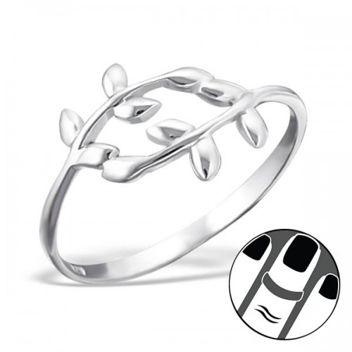 טבעת חצי מכסף  - גבעול ועלים