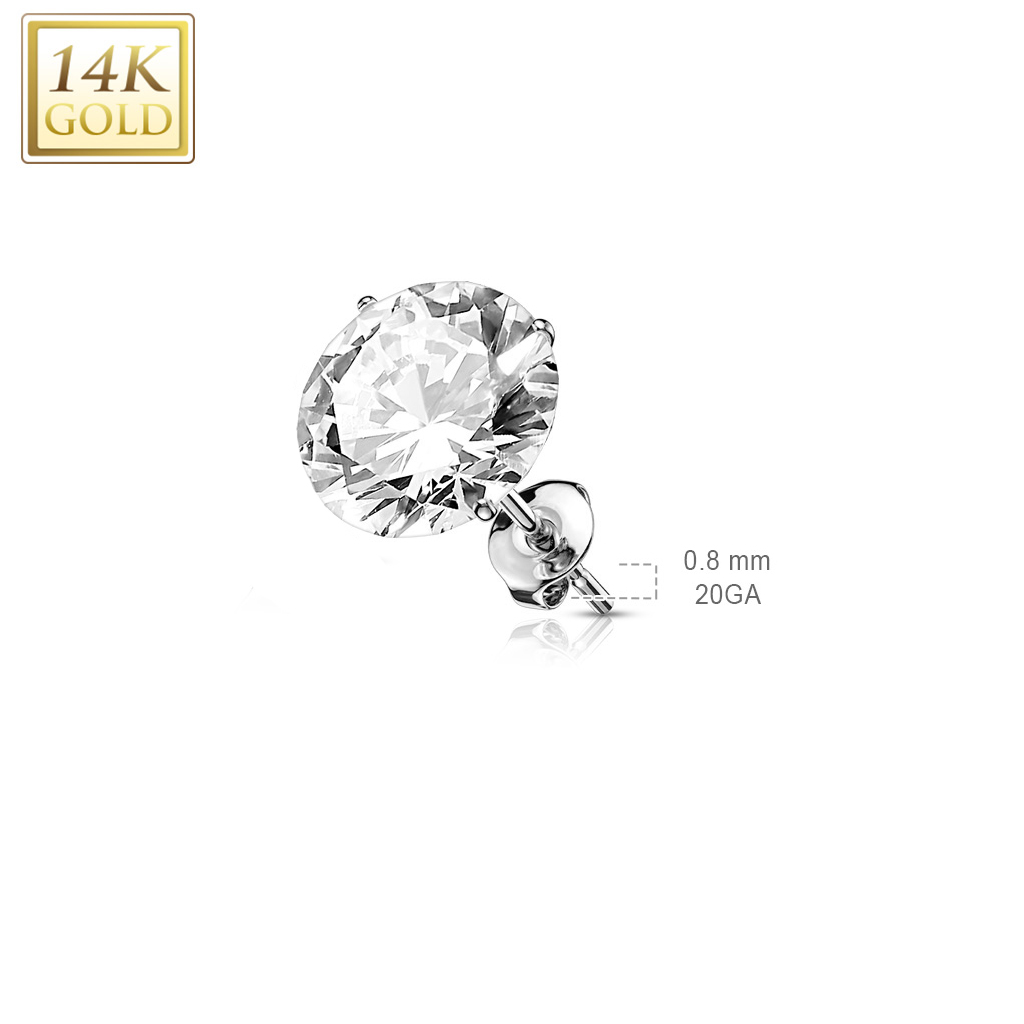 עגיל סטד 3 ממ מזהב טהור לבן