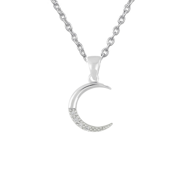 שרשרת מכסף ירח וקריסטלים לבנים