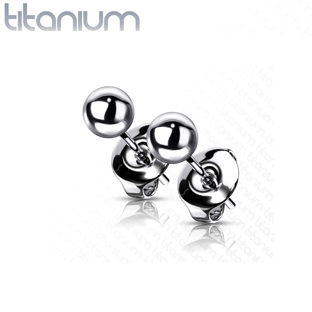 עגילי סטד מטיטניום - כדור 4 ממ