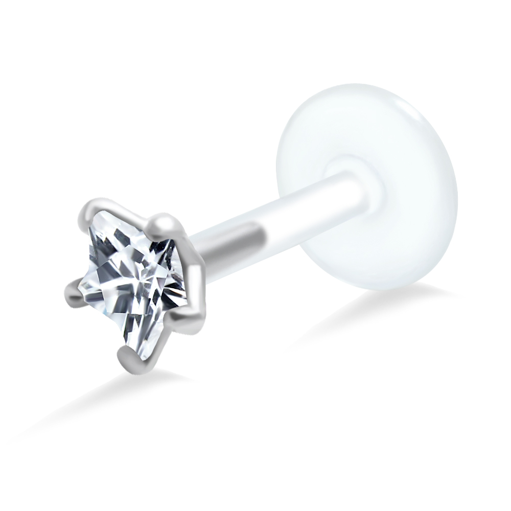 עגיל טראגוס / מונרו / לברט - קריסטל כוכב לבן