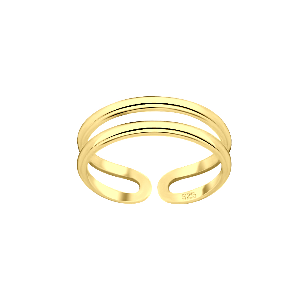 טבעת רגל / חצי - שני פסים מכסף וציפוי זהב