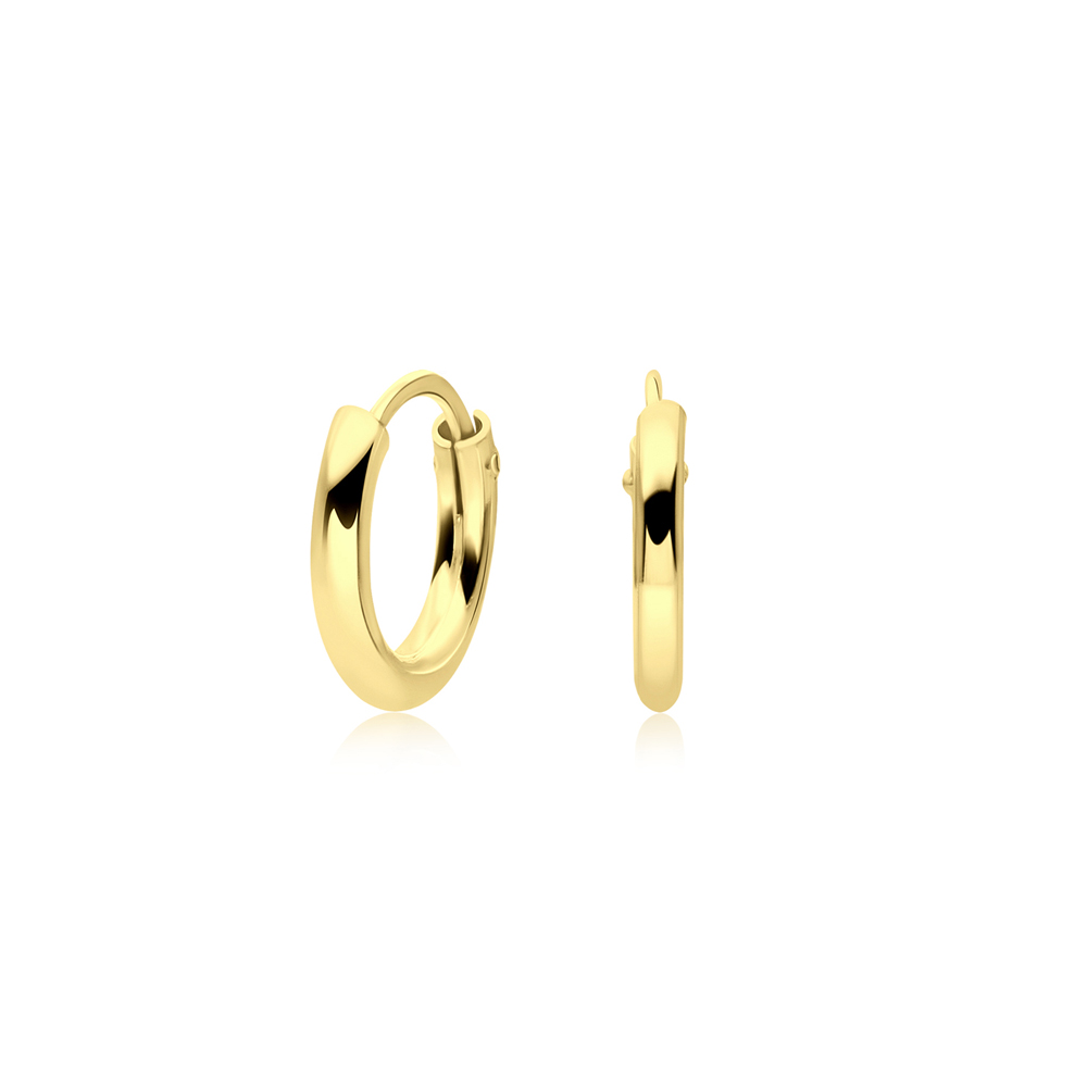 עגילי חישוק - מכסף וציפוי זהב 2 * 6 מ"מ