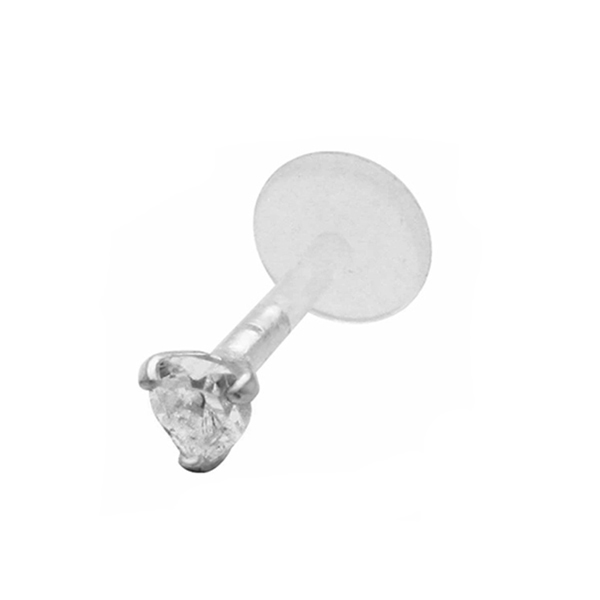 עגיל טראגוס / מונרו / לברט - קריסטל לב לבן