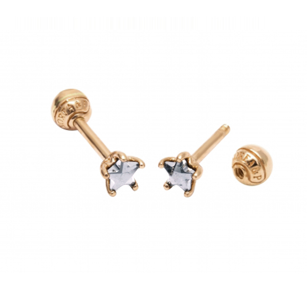 עגיל זהב הליקס - קריסטל כוכב משובץ