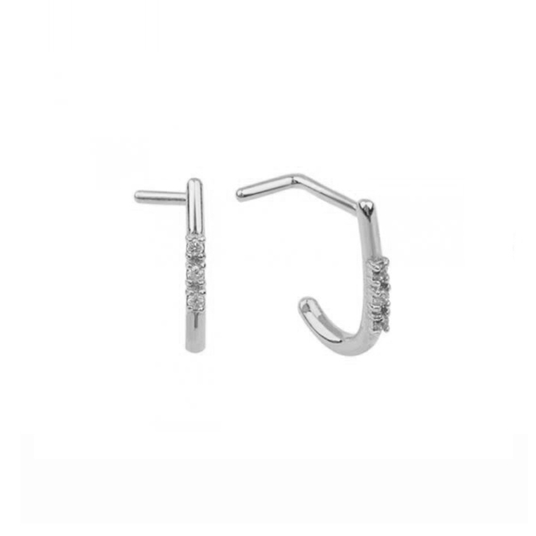 נזם זהב לבן - קריסטלים לבנים