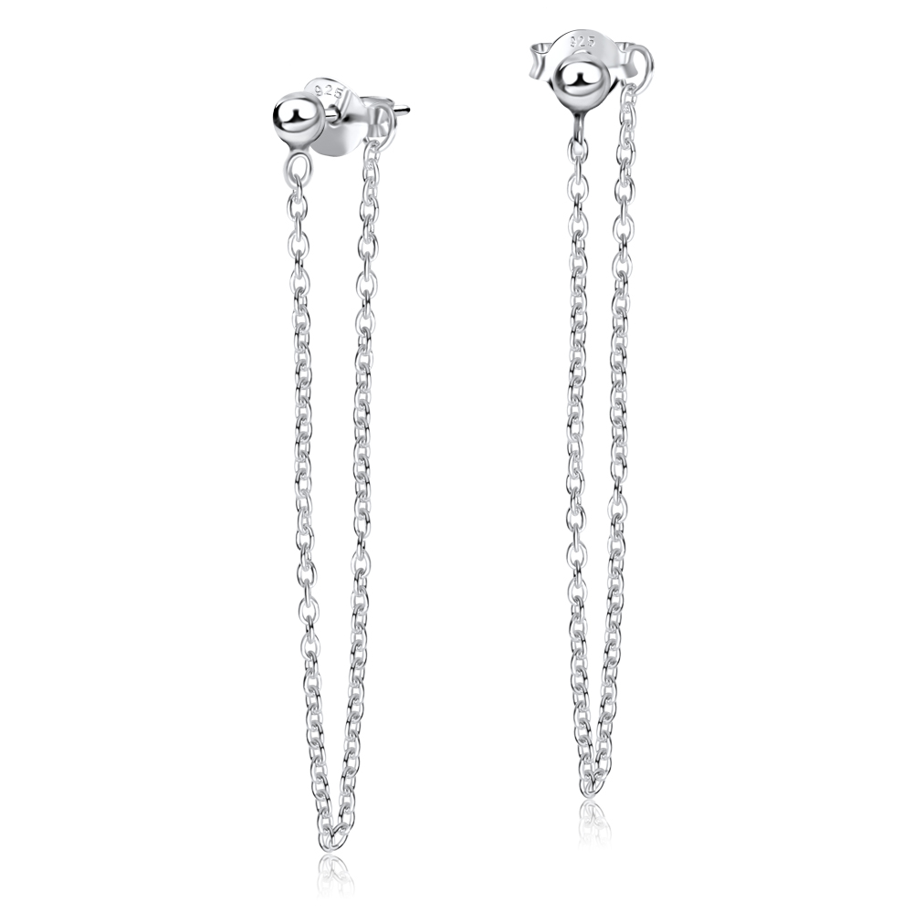 עגילי שרשרת מכסף 925 – כדור 3 ממ