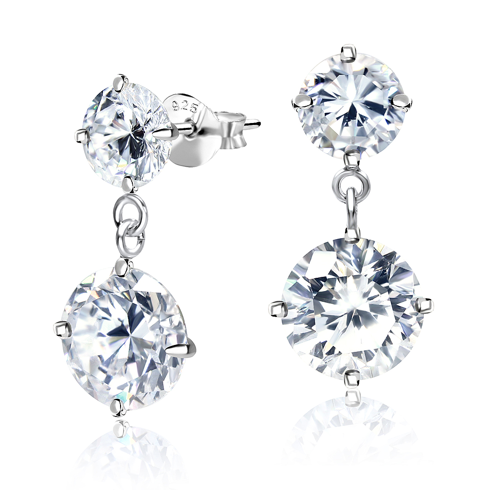 עגילים צמודים מכסף 925 – זירקוניה לבנה 4 ו 6 ממ