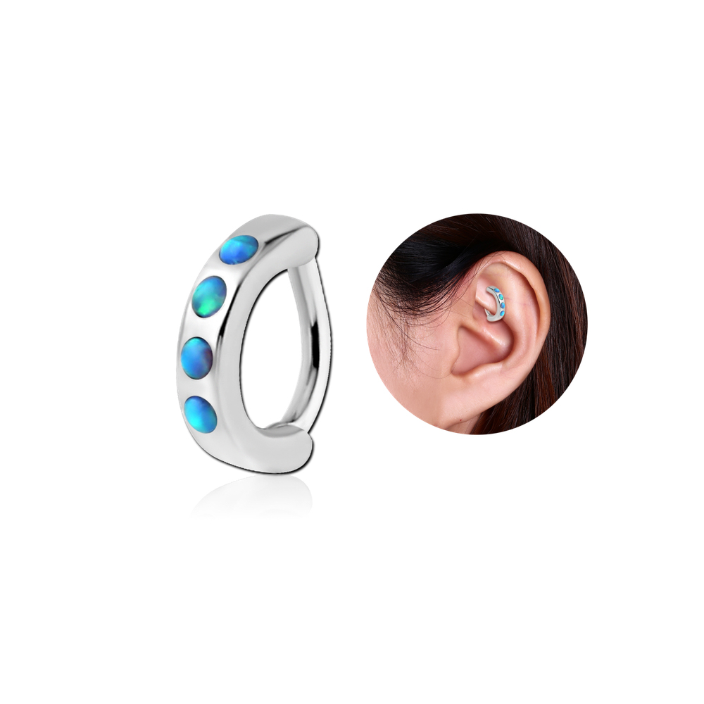 עגיל רוק / דיית / טבור קטנטן קליקר אופלים כחולים