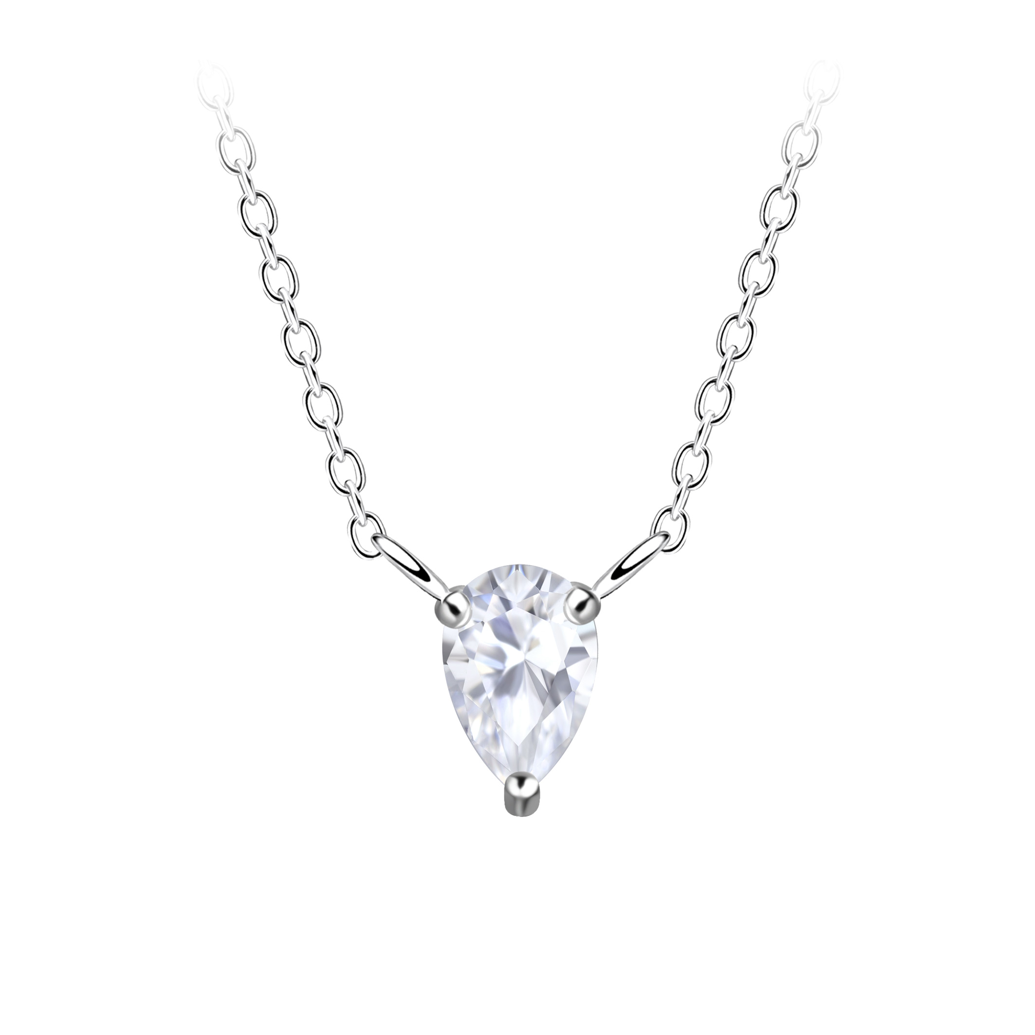 שרשרת מכסף - זירקוניה טיפה לבנה