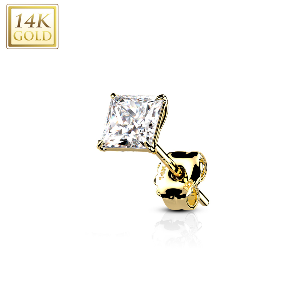 עגיל סטד ריבוע 3 ממ מזהב טהור